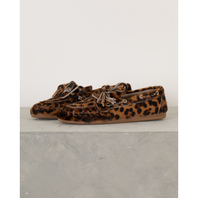 Posa Boat Loafer Fringe Leopard
