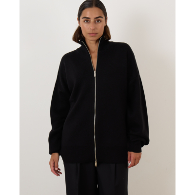 Herman Zip Up Cardigan Black