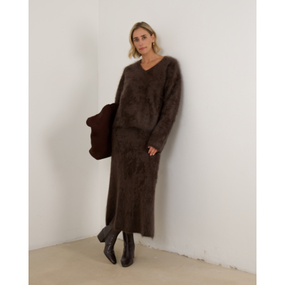 Lisa Yang Rok midi wijd wood brushed
