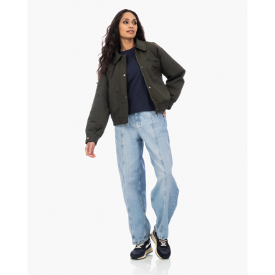 Baum und Pferdgarten Bonte groene bomber jas met luipaard kraag