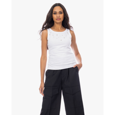 Baum und Pferdgarten Joline Mouwloze Top met Rhinestones Wit