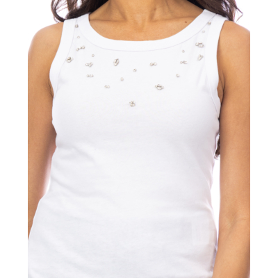 Baum und Pferdgarten Joline Mouwloze Top met Rhinestones Wit