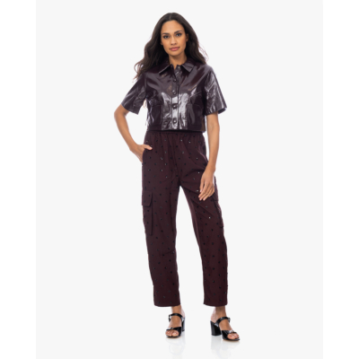 Baum und Pferdgarten Beth Cropped Jack Korte Mouwen Glanzend Bordeaux