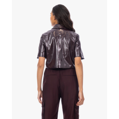 Baum und Pferdgarten Beth Cropped Jack Korte Mouwen Glanzend Bordeaux