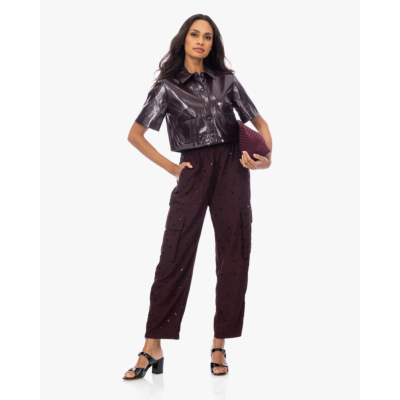 Baum und Pferdgarten Beth Cropped Jack Korte Mouwen Glanzend Bordeaux