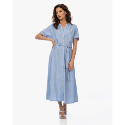 Xírena Liora Maxi Jurk Gestreept Licht Blauw