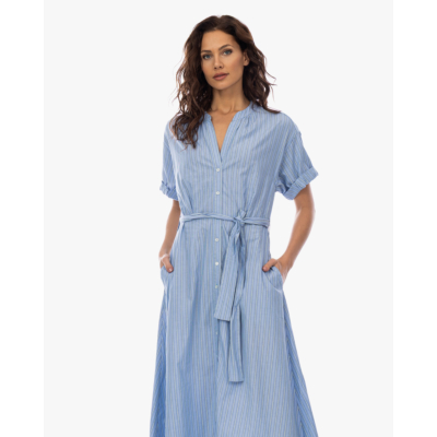 Xírena Liora Maxi Jurk Gestreept Licht Blauw