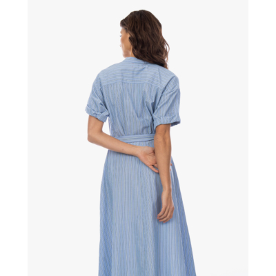 Xírena Liora Maxi Jurk Gestreept Licht Blauw