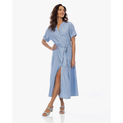 Xírena Liora Maxi Jurk Gestreept Licht Blauw