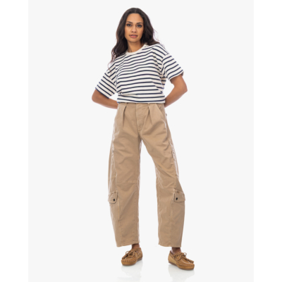 Xírena Romeo Boxy T-shirt Gestreept Navy Off-white