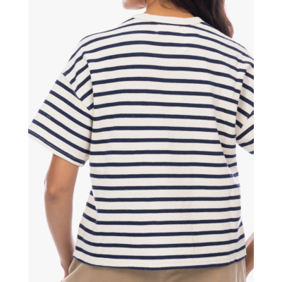 Xírena Romeo Boxy T-shirt Gestreept Navy Off-white