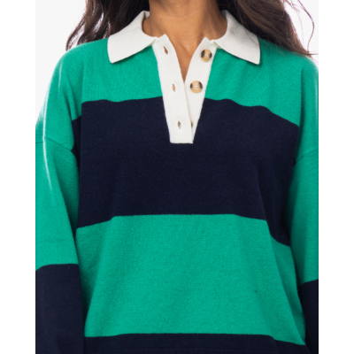 Xírena Braxton Polo Sweater Gestreept Navy Groen