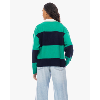 Xírena Braxton Polo Sweater Gestreept Navy Groen