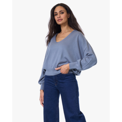 Drykorn Risory Pullover Lange Mouwen en Ronde Hals Grijs Blauw