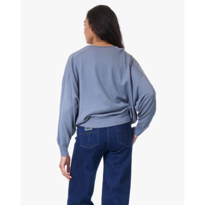 Drykorn Risory Pullover Lange Mouwen en Ronde Hals Grijs Blauw