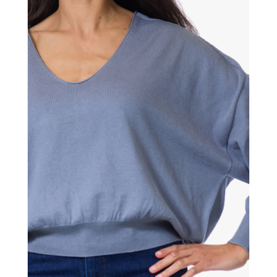 Drykorn Risory Pullover Lange Mouwen en Ronde Hals Grijs Blauw