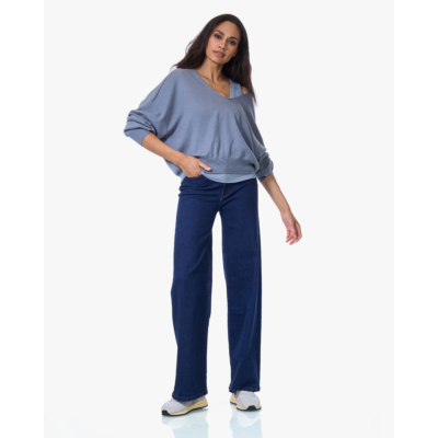 Drykorn Risory Pullover Lange Mouwen en Ronde Hals Grijs Blauw