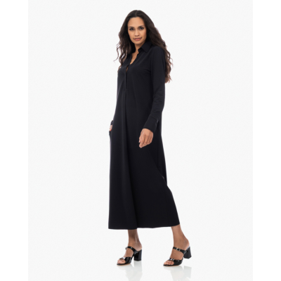 Japan TKY Rasy Travel Jersey Maxi Jurk met Ceintuur Zwart