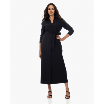 Japan TKY Rasy Travel Jersey Maxi Jurk met Ceintuur Zwart