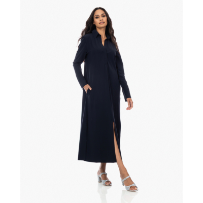 Japan TKY Rasy Travel Jersey Maxi Jurk met Ceintuur Zwartblauw
