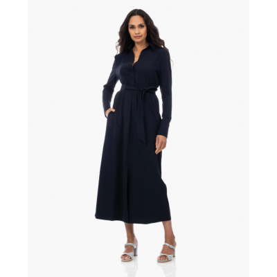 Japan TKY Rasy Travel Jersey Maxi Jurk met Ceintuur Zwartblauw
