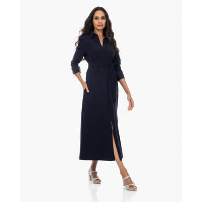 Japan TKY Rasy Travel Jersey Maxi Jurk met Ceintuur Zwartblauw