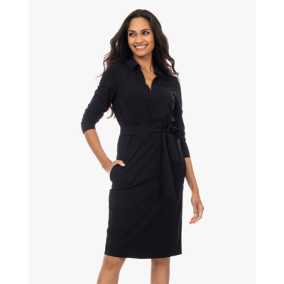 Japan TKY Nenema Travel Jersey Midi Jurk met Ceintuur Zwart