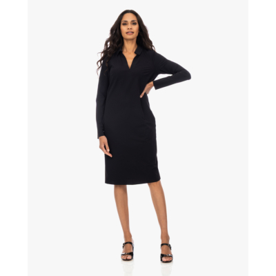 Japan TKY Nenema Travel Jersey Midi Jurk met Ceintuur Zwart