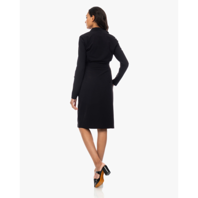 Japan TKY Nenema Travel Jersey Midi Jurk met Ceintuur Zwart