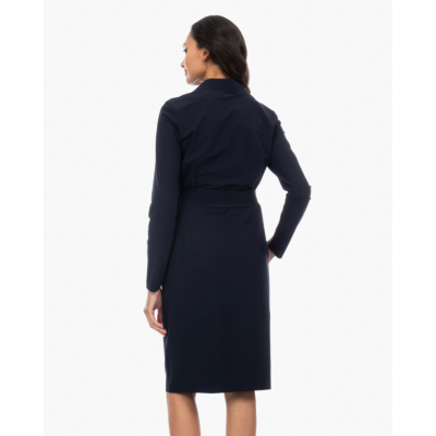 Japan TKY Nenema Travel Jersey Midi Jurk met Ceintuur Zwartblauw