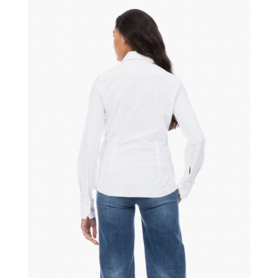 Japan TKY Ayaka Closed Aansluitende Travel Jersey Blouse Wit