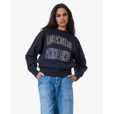Anine Bing Harry Shrunken LA Crewneck Sweatshirt Zwart