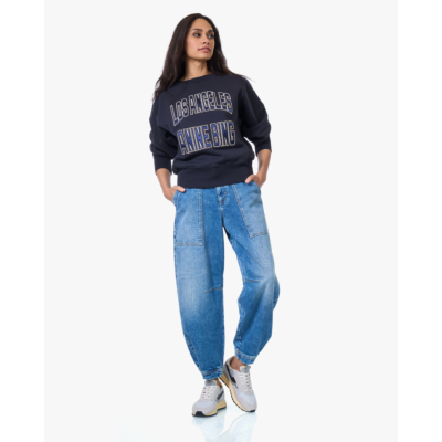 Anine Bing Harry Shrunken LA Crewneck Sweatshirt Zwart