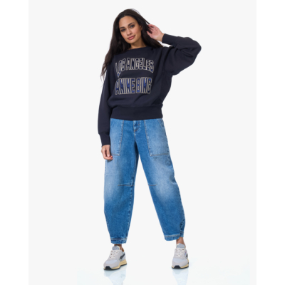 Anine Bing Harry Shrunken LA Crewneck Sweatshirt Zwart