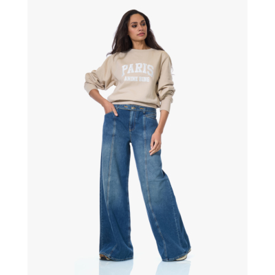 Anine Bing Harry Shrunken Paris Sweatshirt Beige