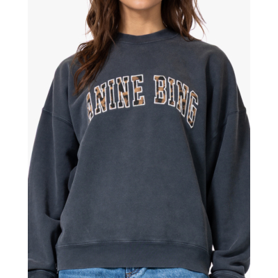Anine Bing Miles Leopard Print Sweater Zwart