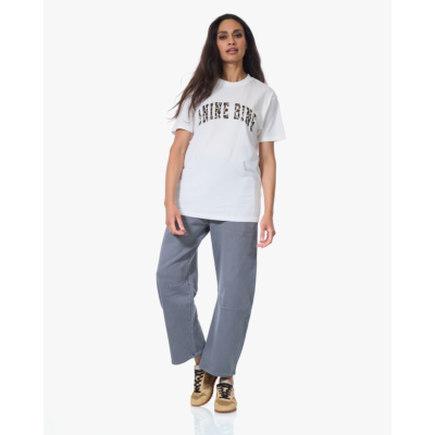 Anine Bing T-shirt met Leopard Print Logo Wit
