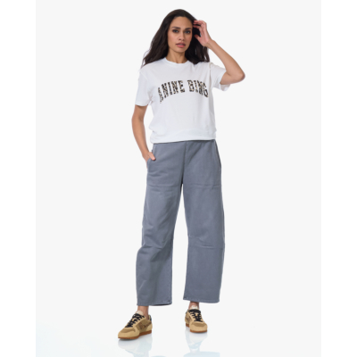 Anine Bing T-shirt met Leopard Print Logo Wit