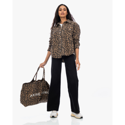Anine Bing Leo Canvas Tote Leopard Tas
