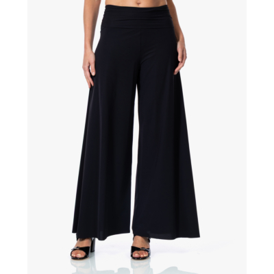 Japan TKY Kuzi Light Travel Wijde Pijpen Pantalon Diepzwart