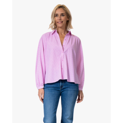 Japan TKY Iwai Dessin Travel Blouse Pink Lady Stripe