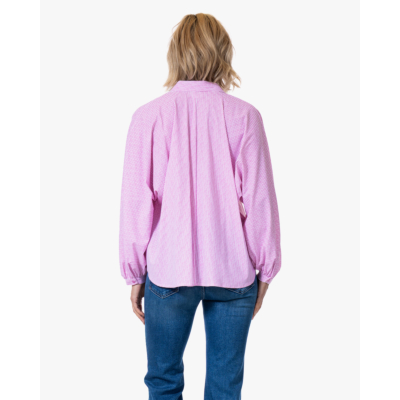 Japan TKY Iwai Dessin Travel Blouse Pink Lady Stripe