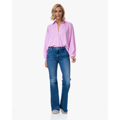 Japan TKY Iwai Dessin Travel Blouse Pink Lady Stripe