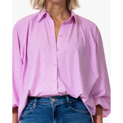 Japan TKY Iwai Dessin Travel Blouse Pink Lady Stripe
