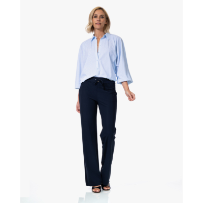 Japan TKY Iwai Dessin Travel Blouse Cashmere Blue Stripe
