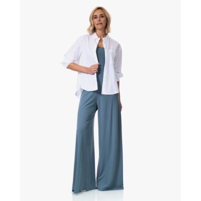 Japan TKY Miyoko Poplin Blouse met Split Wit