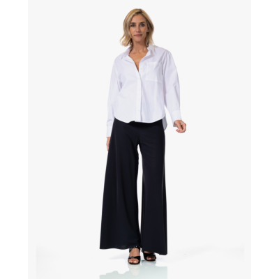 Japan TKY Miyoko Poplin Blouse met Split Wit