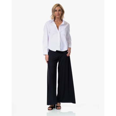Japan TKY Miyoko Poplin Blouse met Split Wit