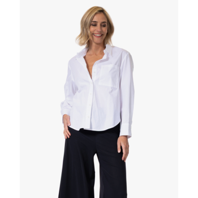 Japan TKY Miyoko Poplin Blouse met Split Wit