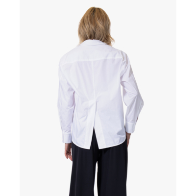 Japan TKY Miyoko Poplin Blouse met Split Wit